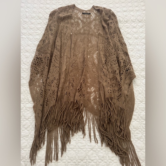 Do Everything in Love Tan BOHO Western Brown Fringe Kimono Cardigan One Size - Picture 10 of 10
